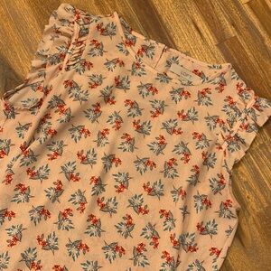 Loft medium floral ruffle sleeve top.